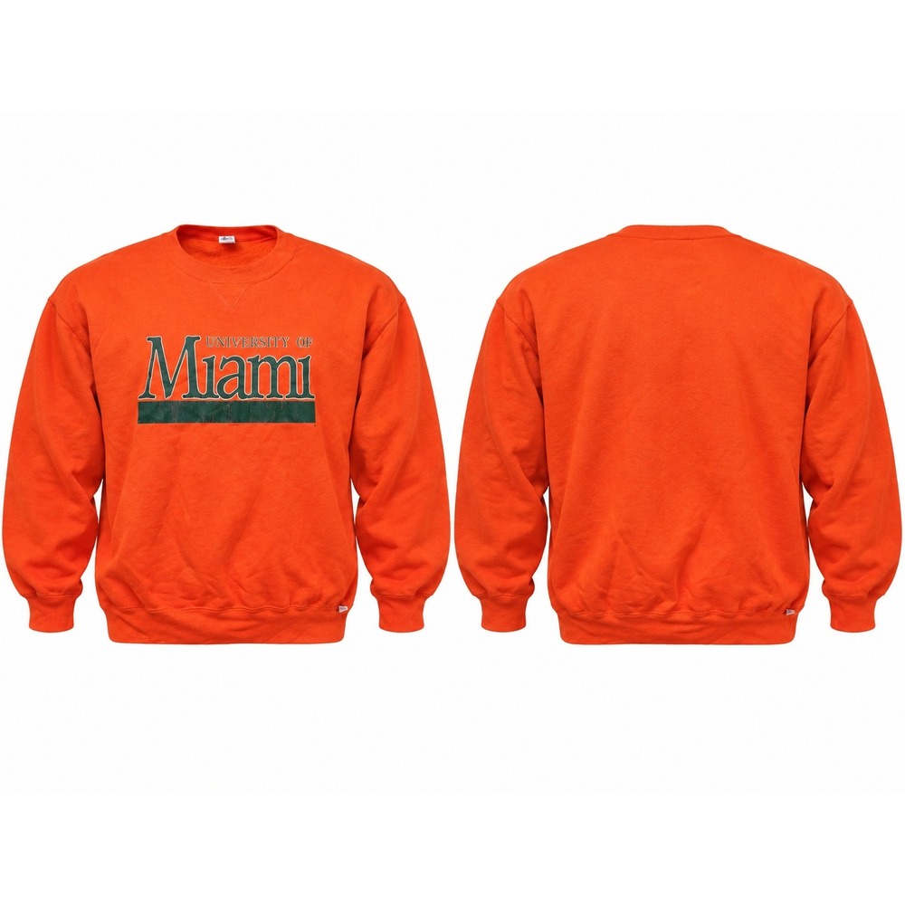 Vintage Russell Athletic University of Miami Sweatshirt XXL Orange Made in USA